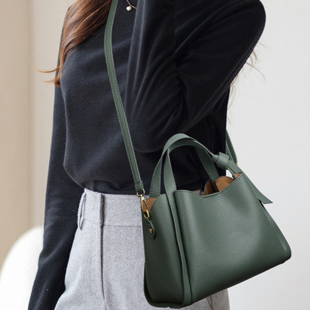Brand New Women Faux  Leather Bucket  Shoulder Crossbody Handbag